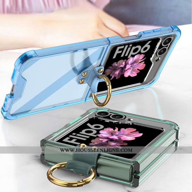 Coque Samsung Galaxy Z Flip 6 Transparente Anneau-Support GKK