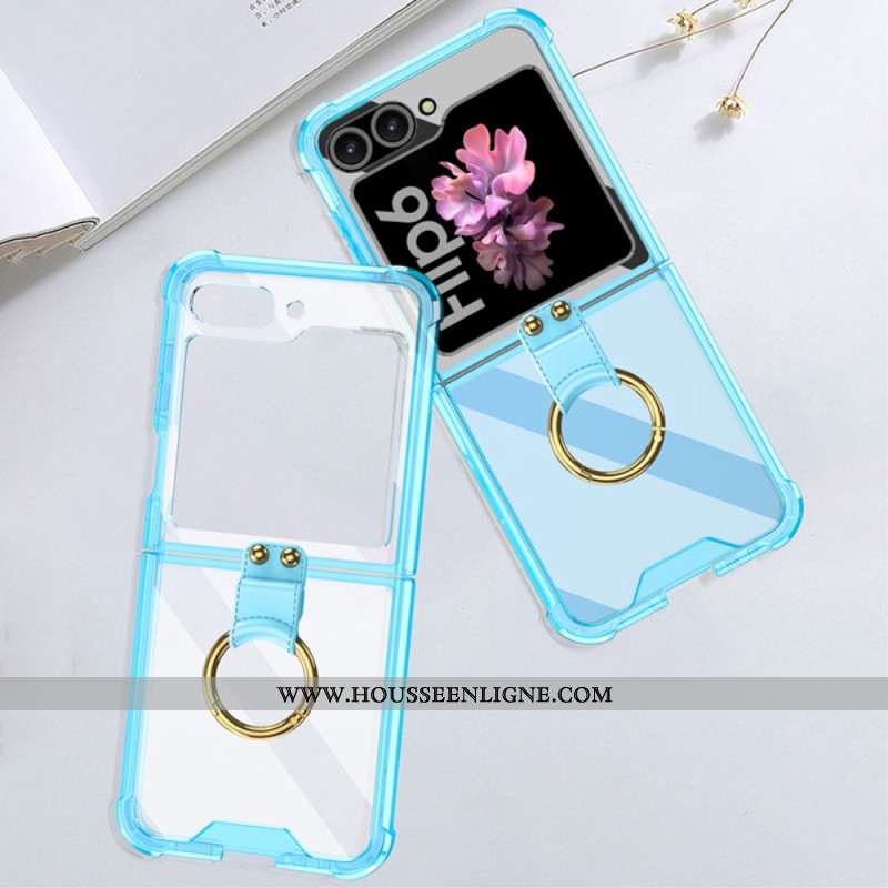 Coque Samsung Galaxy Z Flip 6 Transparente Anneau-Support GKK