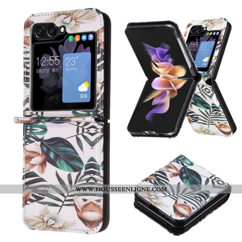 Coque Samsung Galaxy Z Flip Feuilles et Fleurs