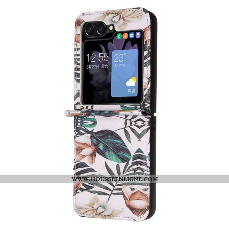 Coque Samsung Galaxy Z Flip Feuilles et Fleurs