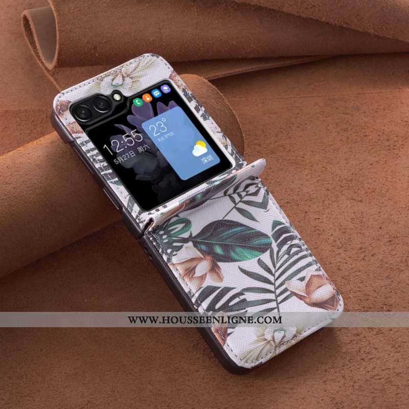 Coque Samsung Galaxy Z Flip Feuilles et Fleurs