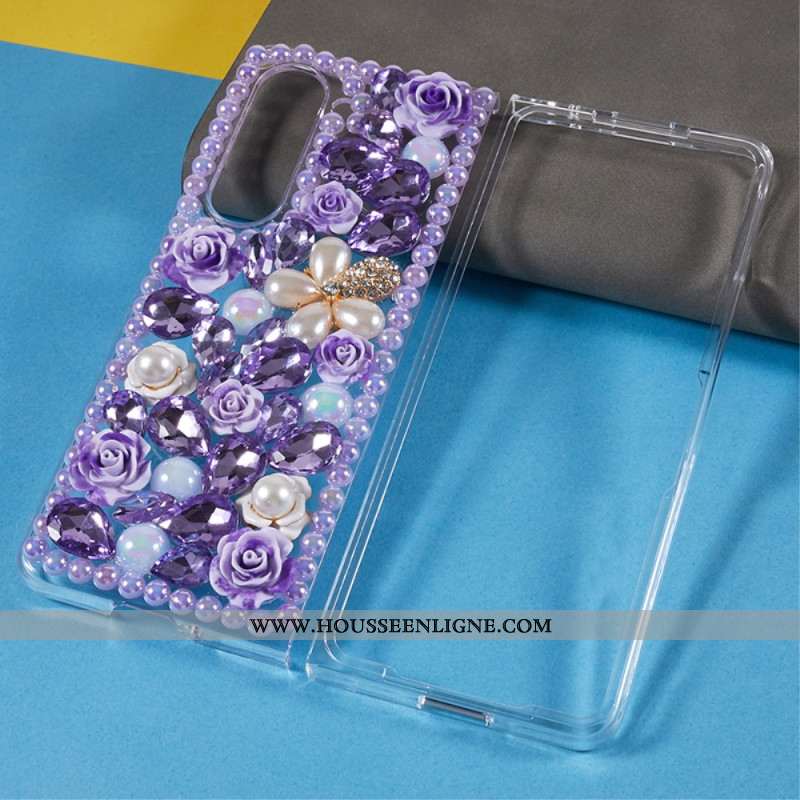 Coque Samsung Galaxy Z Fold 5 Breloques Fleurs