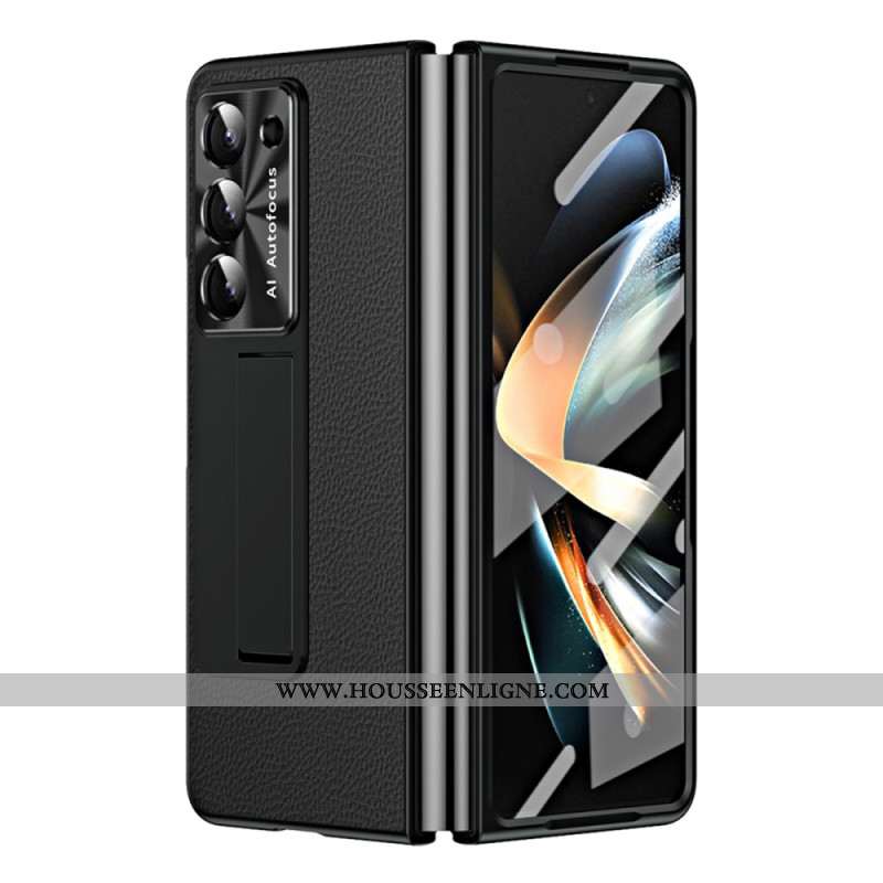 Coque Samsung Galaxy Z Fold 5 Cuir Litchi Support