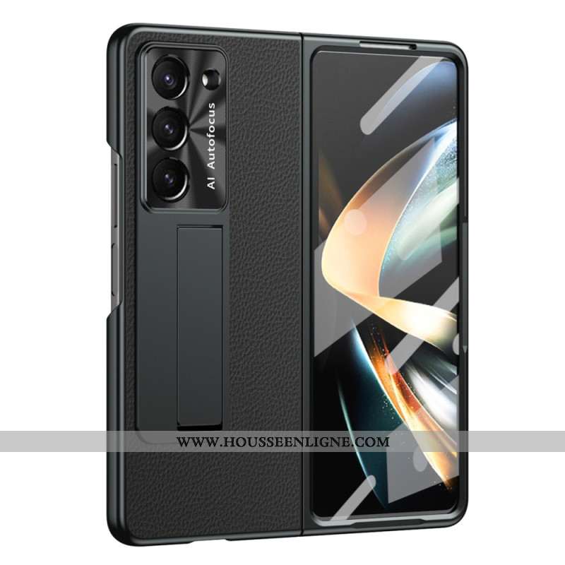 Coque Samsung Galaxy Z Fold 5 Cuir Litchi Support