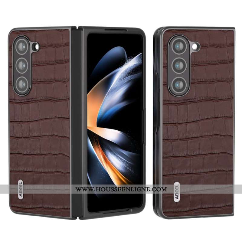 Coque Samsung Galaxy Z Fold 5 Cuir Véritable Design Crocodile