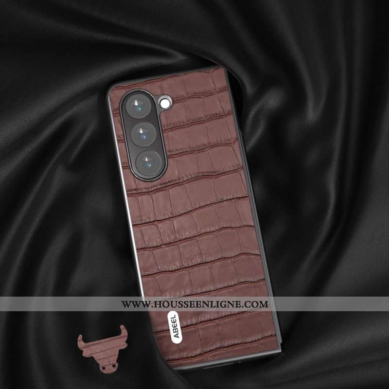 Coque Samsung Galaxy Z Fold 5 Cuir Véritable Design Crocodile