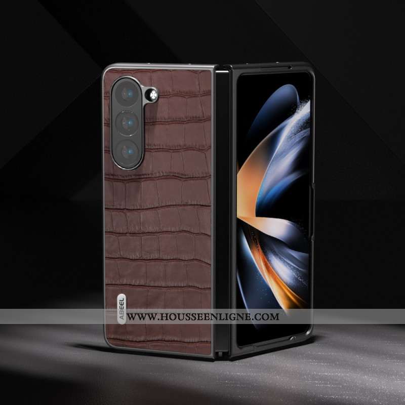 Coque Samsung Galaxy Z Fold 5 Cuir Véritable Design Crocodile