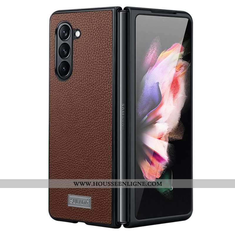 Coque Samsung Galaxy Z Fold 5 Design Cuir Litchi ABEEL