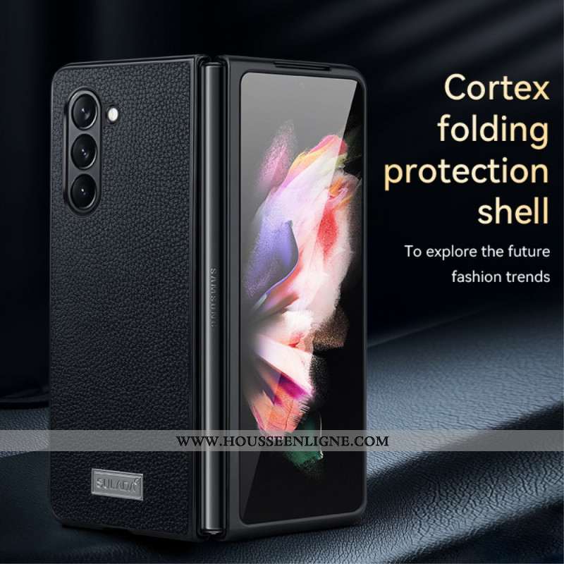 Coque Samsung Galaxy Z Fold 5 Design Cuir Litchi ABEEL