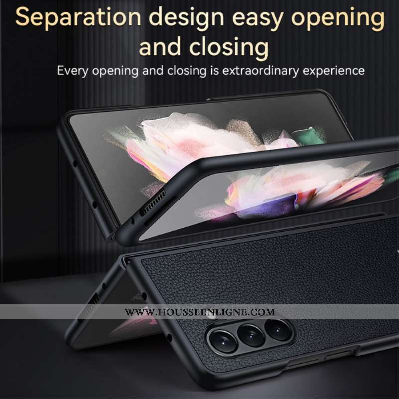 Coque Samsung Galaxy Z Fold 5 Design Cuir Litchi ABEEL