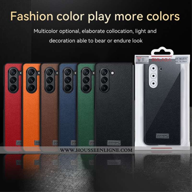 Coque Samsung Galaxy Z Fold 5 Design Cuir Litchi ABEEL