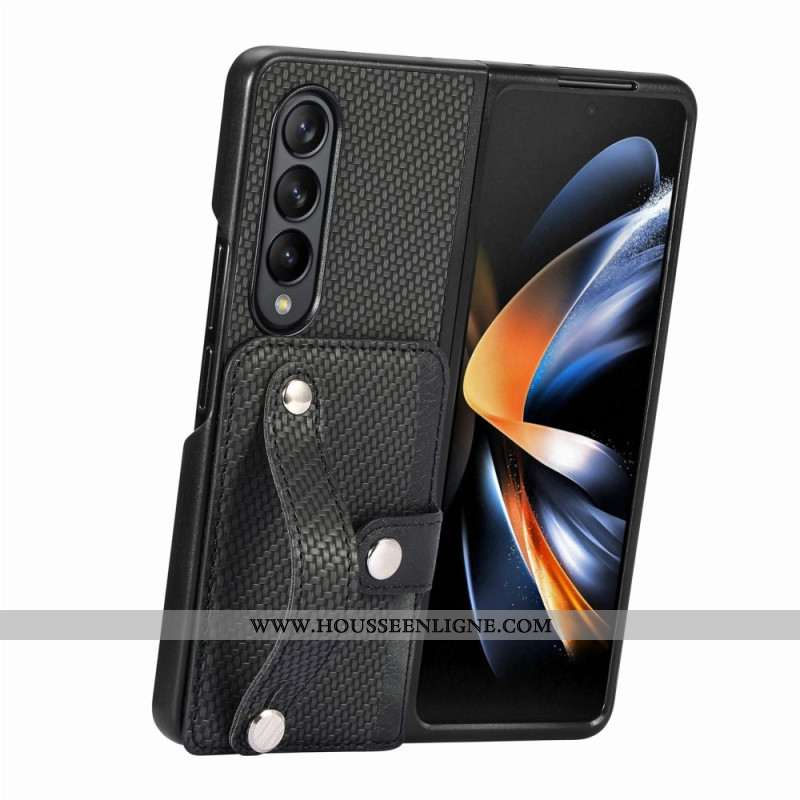 Coque Samsung Galaxy Z Fold 5 Fibre Carbone Porte-Cartes et Sangle