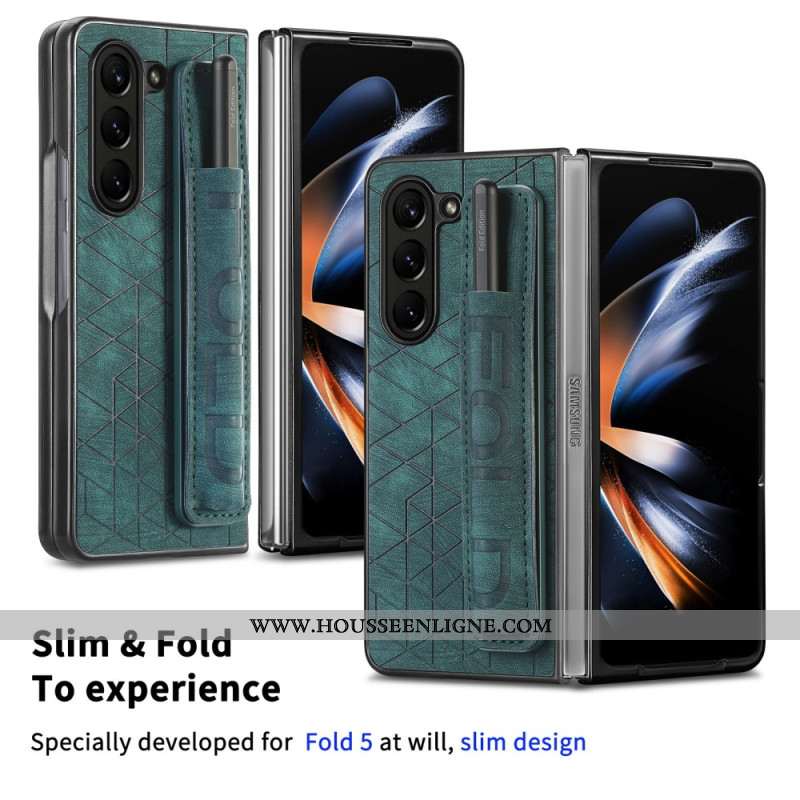 Coque Samsung Galaxy Z Fold 5 Porte-Stylet avec Sangle