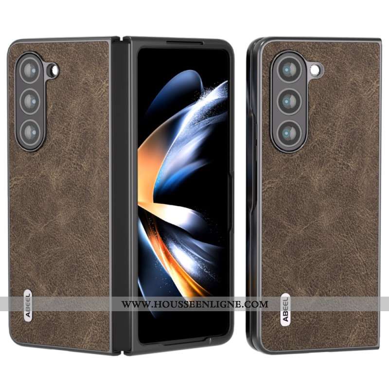 Coque Samsung Galaxy Z Fold 5 Simili Cuir Litchi ABEEL