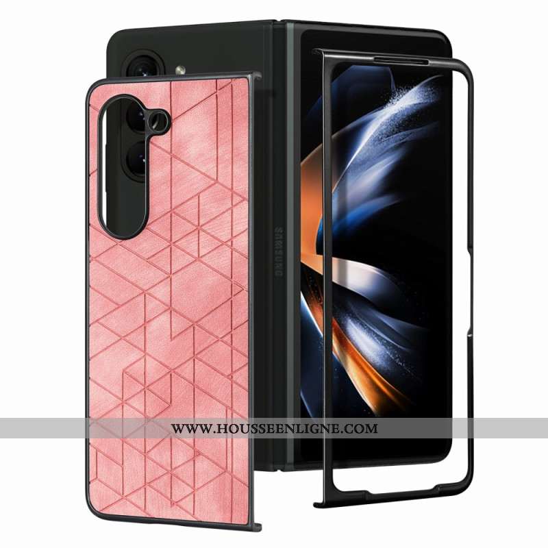 Coque Samsung Galaxy Z Fold 5 Simili Cuir Motifs Géométriques