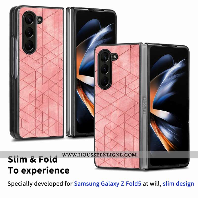 Coque Samsung Galaxy Z Fold 5 Simili Cuir Motifs Géométriques