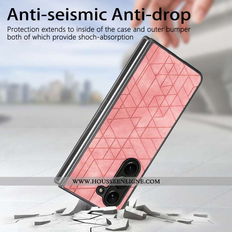 Coque Samsung Galaxy Z Fold 5 Simili Cuir Motifs Géométriques