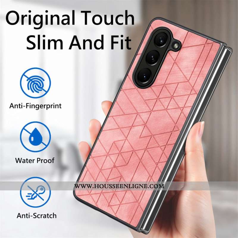 Coque Samsung Galaxy Z Fold 5 Simili Cuir Motifs Géométriques