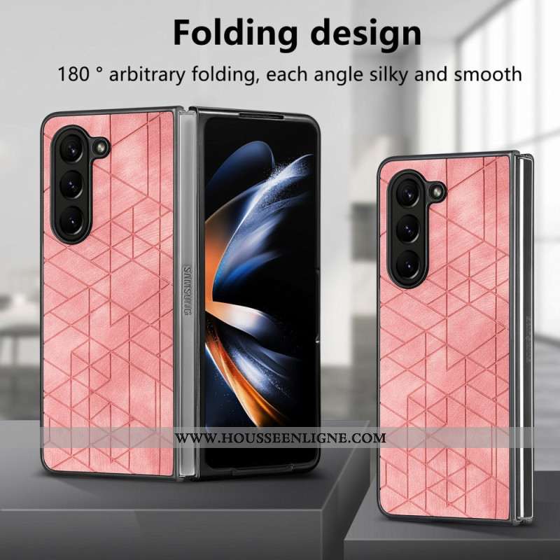 Coque Samsung Galaxy Z Fold 5 Simili Cuir Motifs Géométriques