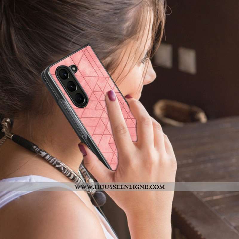 Coque Samsung Galaxy Z Fold 5 Simili Cuir Motifs Géométriques