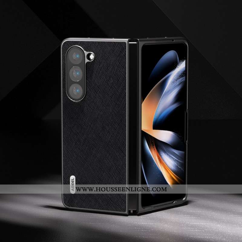 Coque Samsung Galaxy Z Fold 5 Vrai Cuir Tissé ABEEL