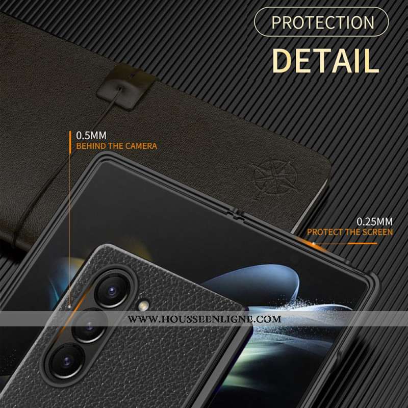 Coque Samsung Galaxy Z Fold 6 Simili Cuir Litchi