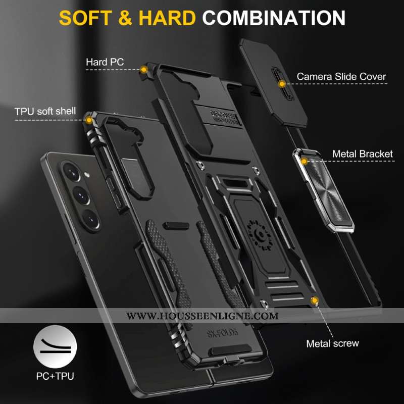 Coque Samsung Galaxy Z Fold 6 Support et Protection Lentille Coulissante