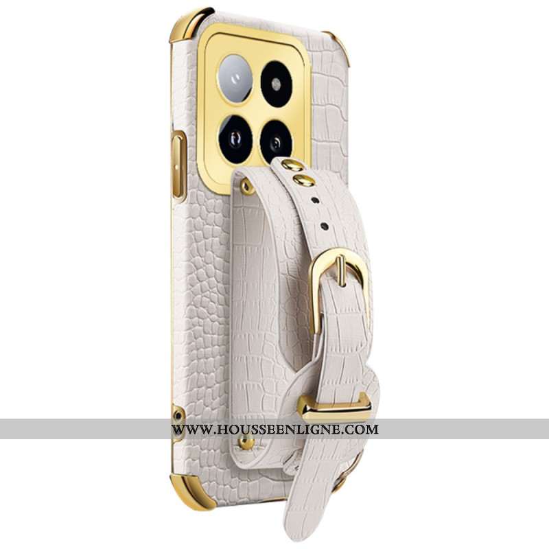 Coque Xiaomi 14 Pro Effet Crocodile avec Bracelet