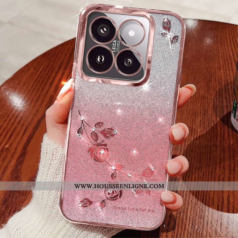 Coque Xiaomi 14T Pro Strass et Fleurs KADEM