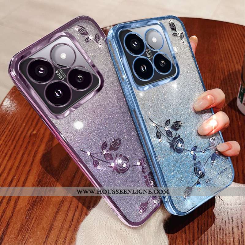 Coque Xiaomi 14T Pro Strass et Fleurs KADEM