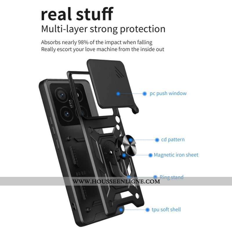 Coque Xiaomi 14T Protection Camera Coulissante et Support