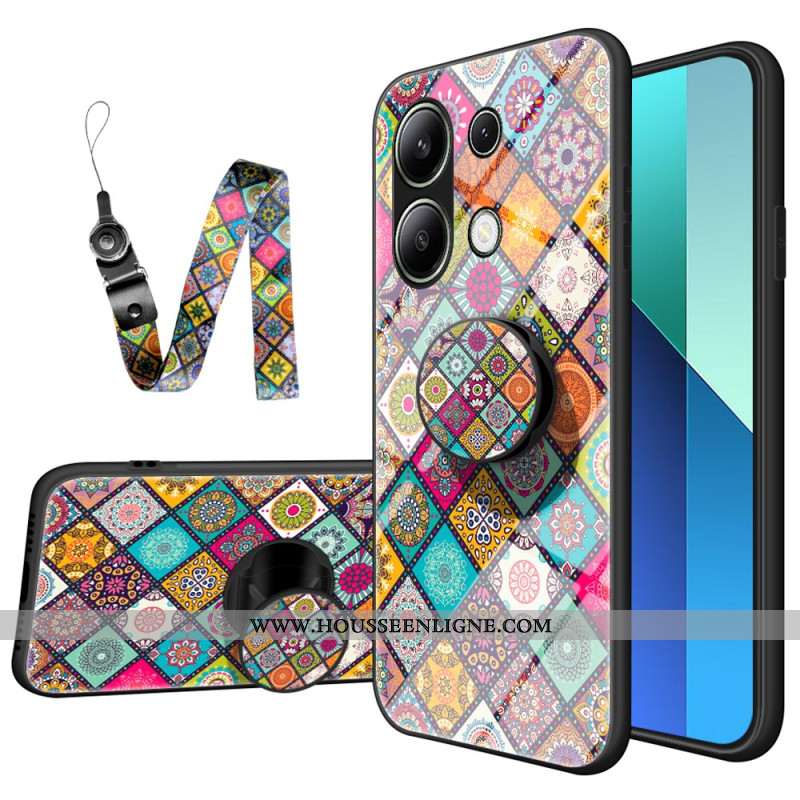 Coque Xiaomi Redmi Note 13 4G Anneau-Support et lanière Patchwork