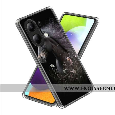 Coque Xiaomi Redmi Note 13 4G Cheval et Fleur