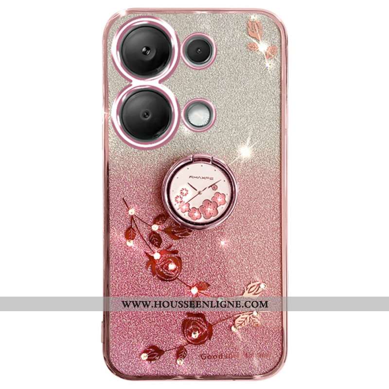 Coque Xiaomi Redmi Note 13 4G Paillettes et Strass Anneau-Support KADEM