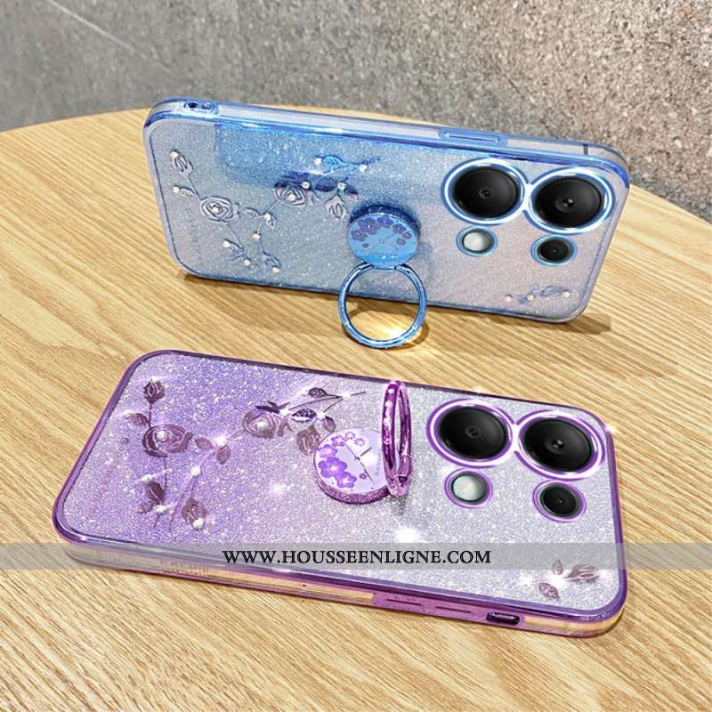 Coque Xiaomi Redmi Note 13 4G Paillettes et Strass Anneau-Support KADEM