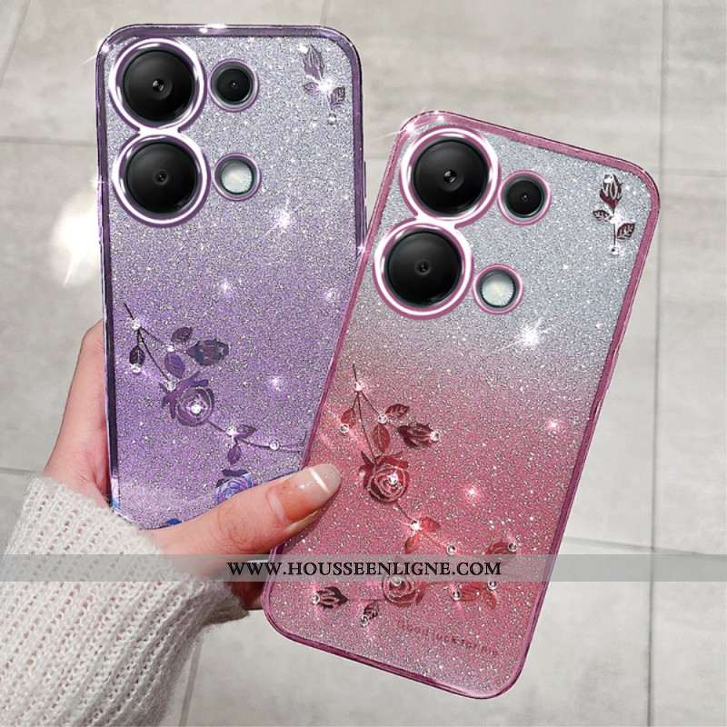 Coque Xiaomi Redmi Note 13 4G Paillettes et Strass à lanière