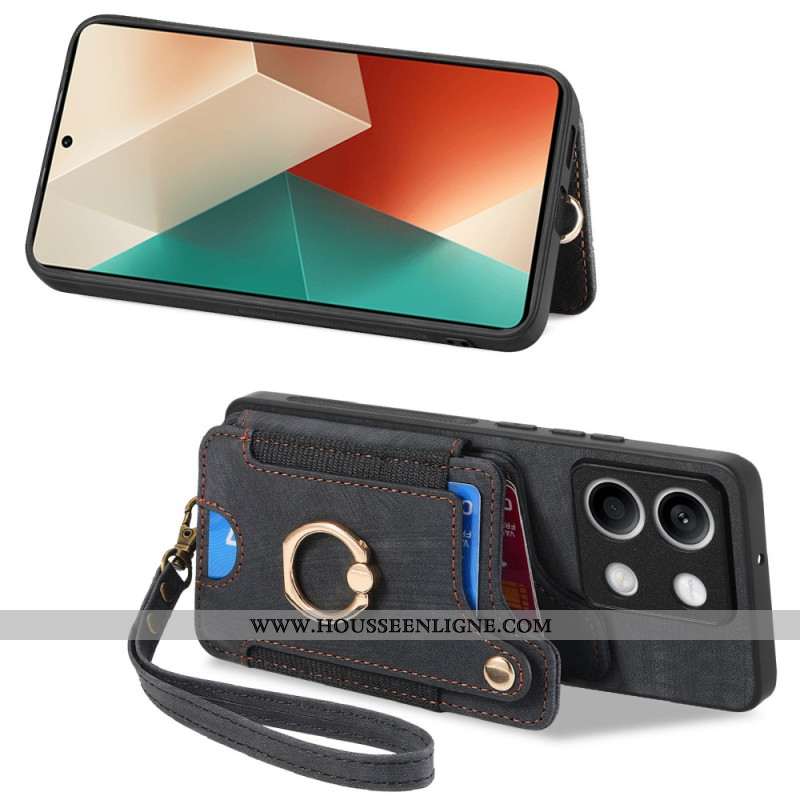 Coque Xiaomi Redmi Note 13 4G Vintage avec Porte-Cartes et Lanière