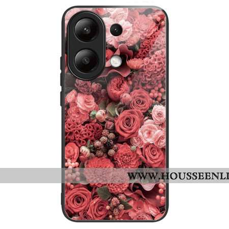 Coque Xiaomi Redmi Note 13 4GVerre Trempé Fleurs Rouges