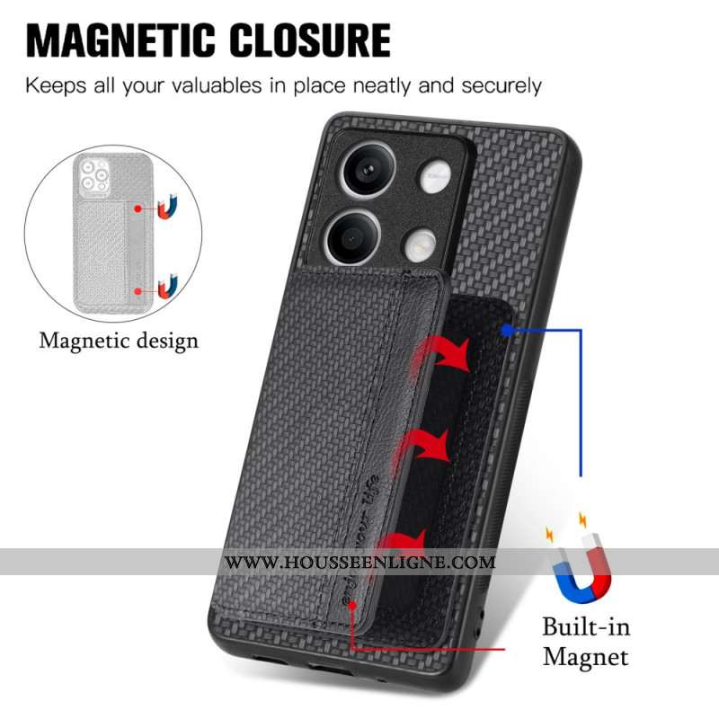 Coque Xiaomi Redmi Note 13 5G Texture Fibre Carbone Porte-Cartes