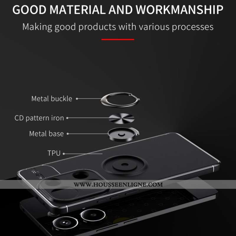 Coque Xiaomi Redmi Note 13 Pro 4G / Poco M6 Pro 4G Anneau Support Métallique