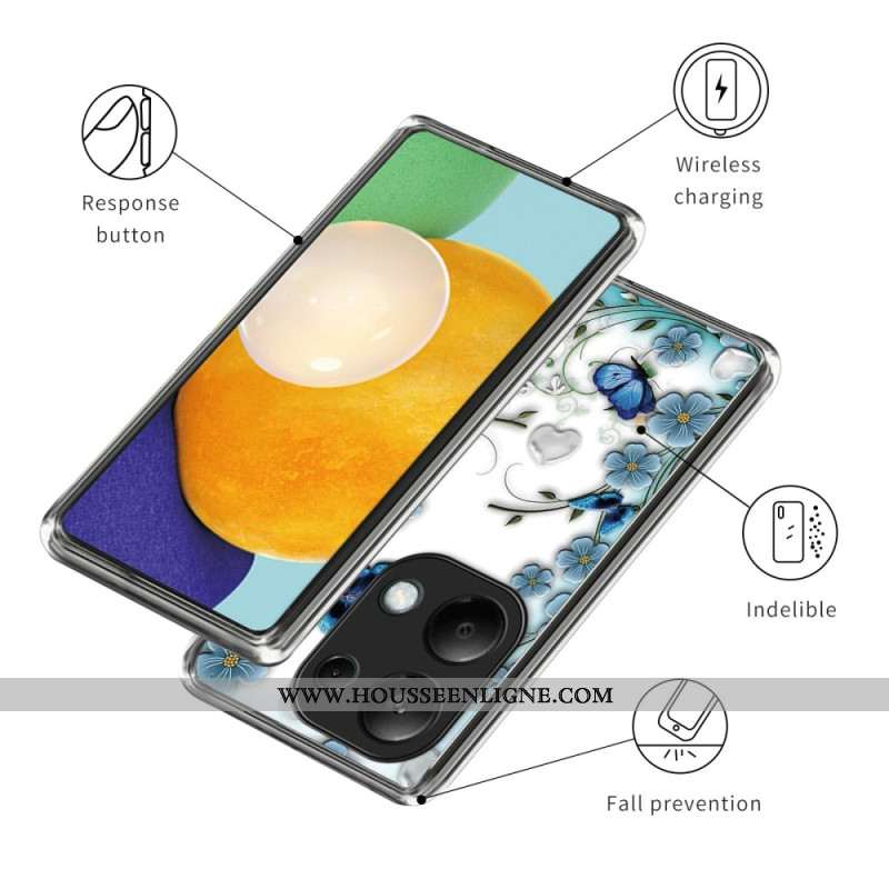 Coque Xiaomi Redmi Note 13 Pro 4G / Poco M6 Pro 4G Papillons et Fleurs Rétros