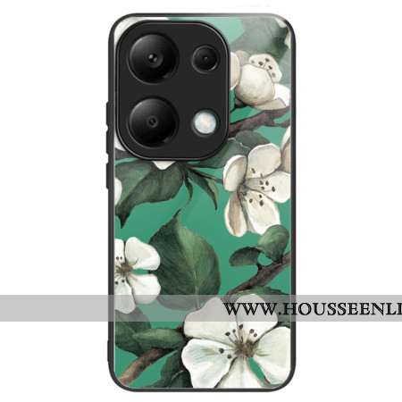 Coque Xiaomi Redmi Note 13 Pro 4G / Poco M6 Pro 4G Verre Trempé Fleurs Blanches