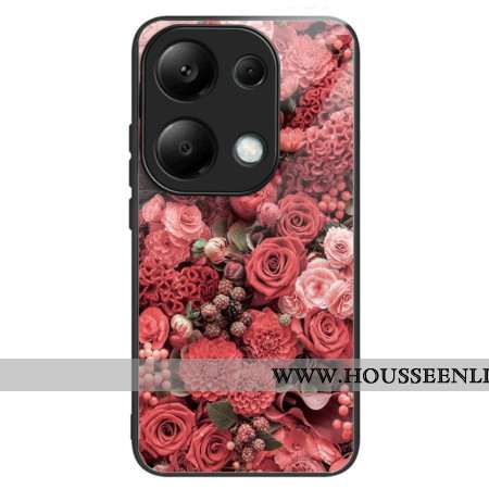 Coque Xiaomi Redmi Note 13 Pro 4G / Poco M6 Pro 4G Verre Trempé Fleurs Rouges et Roses