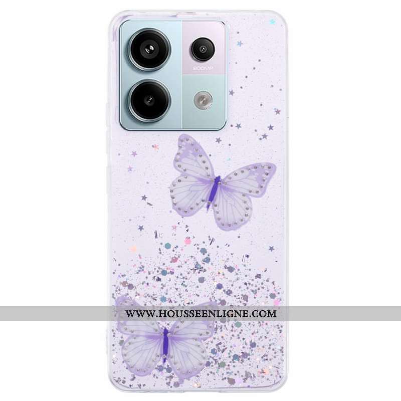 Coque Xiaomi Redmi Note 13 Pro 5G / Poco X6 5G Paillettes Papillons