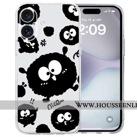 Coque iPhone 16 Bord Transparent Briquette Noire