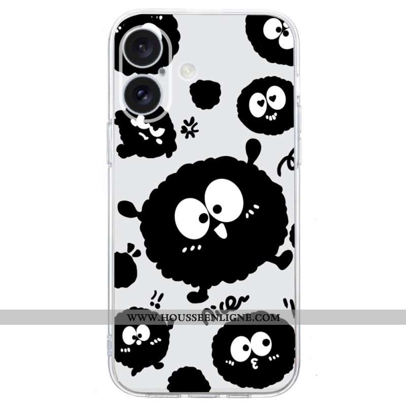 Coque iPhone 16 Bord Transparent Briquette Noire