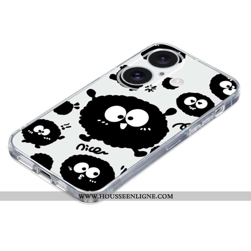 Coque iPhone 16 Bord Transparent Briquette Noire