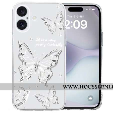 Coque iPhone 16 Bord Transparent Papillons