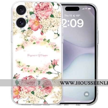 Coque iPhone 16 Bord Transparent Roses