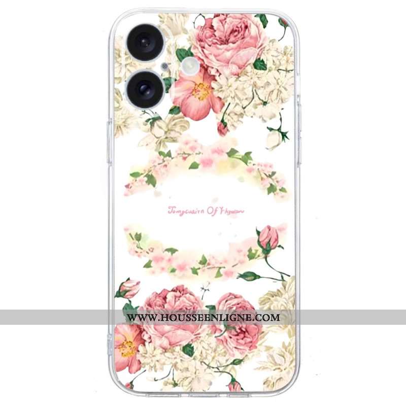 Coque iPhone 16 Bord Transparent Roses